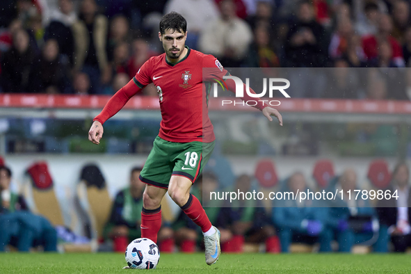 Pedro Neto of Portugal is in action during the UEFA Nations League 2024/25 League A Group A1 match between Portugal and Poland at Estadio Do...