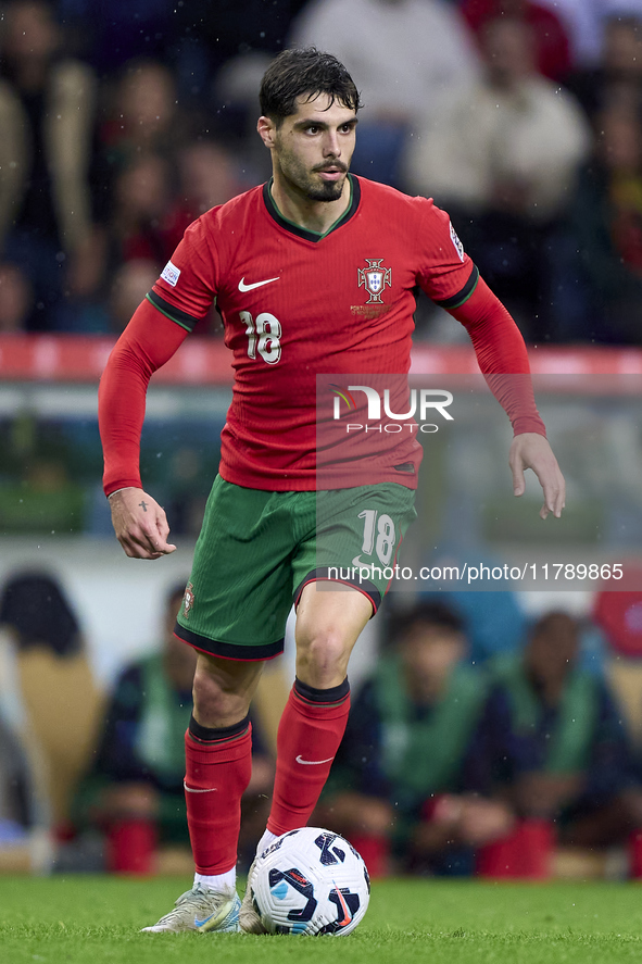 Pedro Neto of Portugal is in action during the UEFA Nations League 2024/25 League A Group A1 match between Portugal and Poland at Estadio Do...