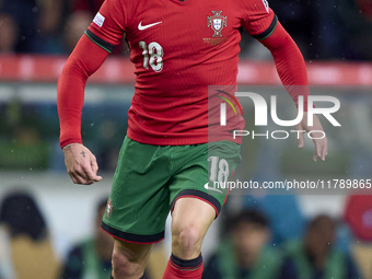 Pedro Neto of Portugal is in action during the UEFA Nations League 2024/25 League A Group A1 match between Portugal and Poland at Estadio Do...