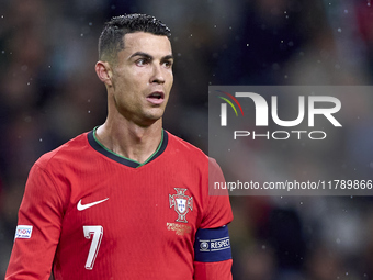 Cristiano Ronaldo of Portugal looks on during the UEFA Nations League 2024/25 League A Group A1 match between Portugal and Poland at Estadio...