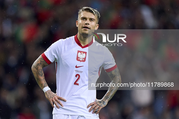 Kamil Piatkowski of Poland reacts during the UEFA Nations League 2024/25 League A Group A1 match between Portugal and Poland at Estadio Do D...