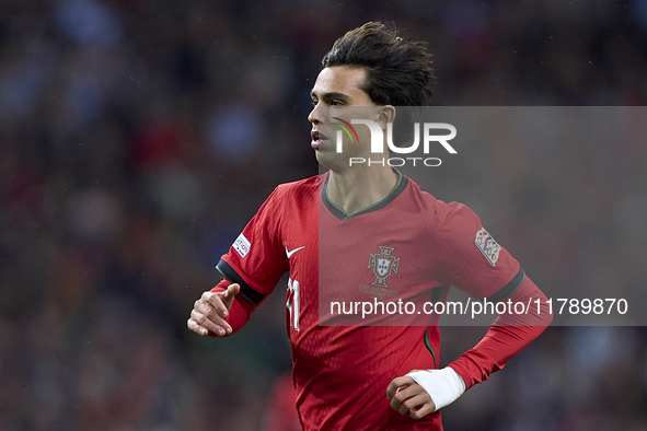 Joao Felix of Portugal looks on during the UEFA Nations League 2024/25 League A Group A1 match between Portugal and Poland at Estadio Do Dra...