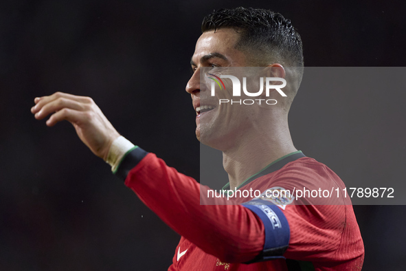 Cristiano Ronaldo of Portugal celebrates after scoring his team's fourth goal during the UEFA Nations League 2024/25 League A Group A1 match...