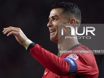 Cristiano Ronaldo of Portugal celebrates after scoring his team's fourth goal during the UEFA Nations League 2024/25 League A Group A1 match...