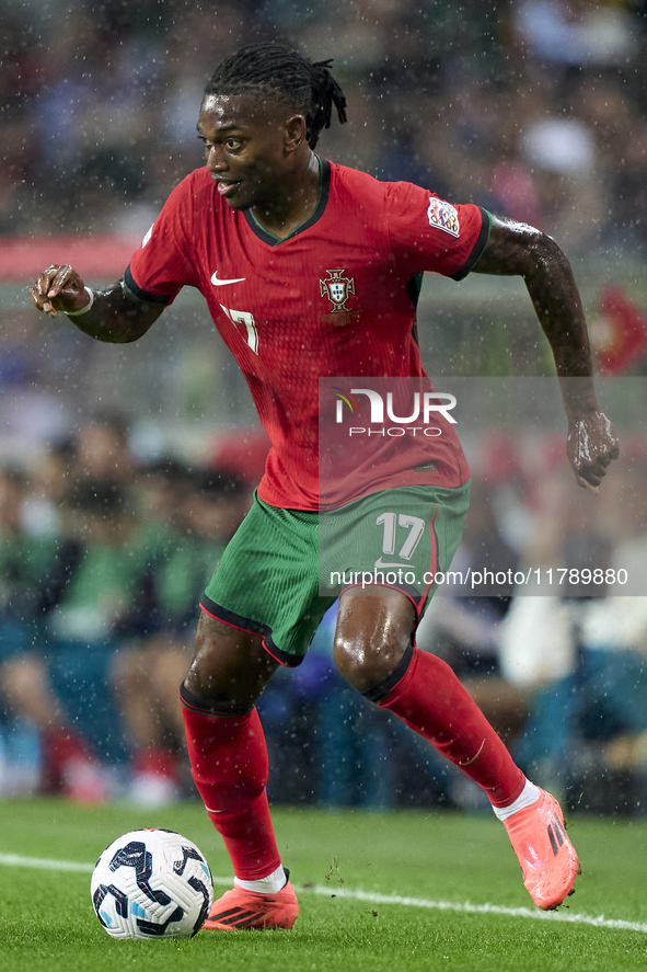 Rafael Leao of Portugal is in action during the UEFA Nations League 2024/25 League A Group A1 match between Portugal and Poland at Estadio D...