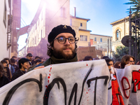 Approximately one thousand people, according to organizers, join a demonstration in Pisa, Italy, on November 15, 2024. The protest includes...