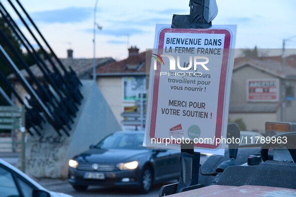 Farmers demonstrate in Sablons, France, on November 18, 2024. 