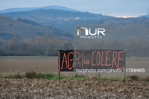 Farmers demonstrate in Sablons, France, on November 18, 2024. 