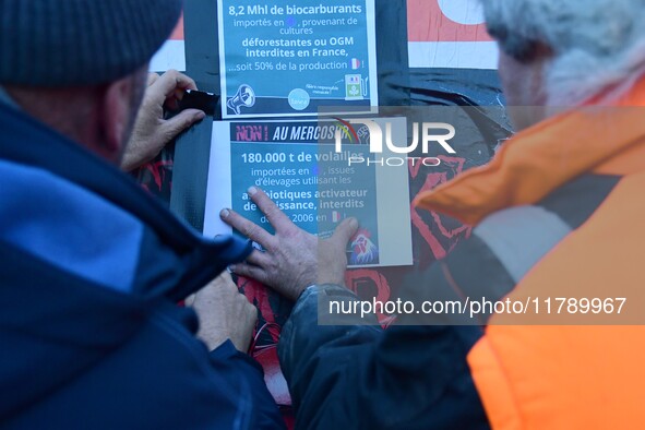 Farmers demonstrate in Sablons, France, on November 18, 2024. 