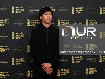 Ai Ogura (79) of Japan and Mt Helmets - Msi Boscoscuro on the red carpet during the MotoGP Awards 2024 at the Museu Nacional d'Art de Catalu...