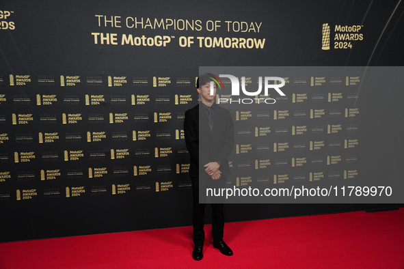 Ai Ogura (79) of Japan and Mt Helmets - Msi Boscoscuro on the red carpet during the MotoGP Awards 2024 at the Museu Nacional d'Art de Catalu...