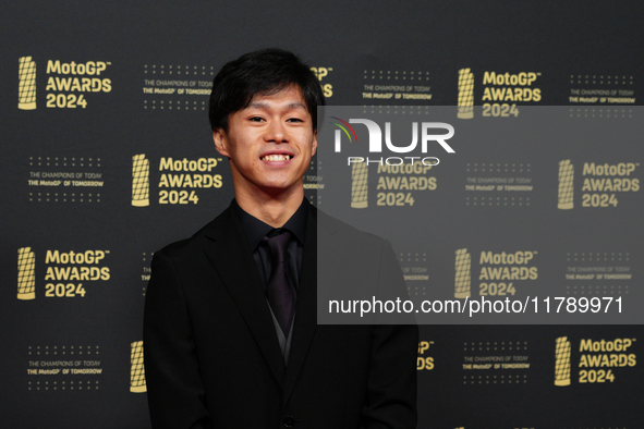 Ai Ogura (79) of Japan and Mt Helmets - Msi Boscoscuro on the red carpet during the MotoGP Awards 2024 at the Museu Nacional d'Art de Catalu...