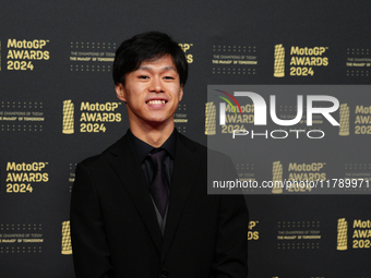 Ai Ogura (79) of Japan and Mt Helmets - Msi Boscoscuro on the red carpet during the MotoGP Awards 2024 at the Museu Nacional d'Art de Catalu...