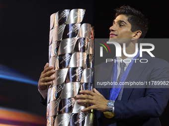 Jorge Martin of Spain and Prima Pramac Racing Ducati new MotoGP World Champion during the MotoGP Awards 2024 at the Museu Nacional d'Art de...