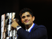 Jorge Martin of Spain and Prima Pramac Racing Ducati new MotoGP World Champion during the MotoGP Awards 2024 at the Museu Nacional d'Art de...