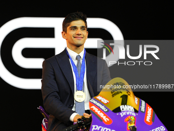 Jorge Martin of Spain and Prima Pramac Racing Ducati new MotoGP World Champion during the MotoGP Awards 2024 at the Museu Nacional d'Art de...