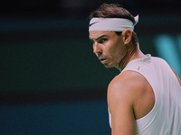 Rafael Nadal of Team Spain during Spain's training session prior to the Davis Cup match at Palacio de Deportes Jose Maria Martin Carpena on...