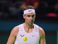 Rafael Nadal of Team Spain during Spain's training session prior to the Davis Cup match at Palacio de Deportes Jose Maria Martin Carpena on...