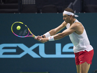 Rafael Nadal of Team Spain during Spain's training session prior to the Davis Cup match at Palacio de Deportes Jose Maria Martin Carpena on...