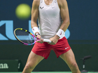 Rafael Nadal of Team Spain during Spain's training session prior to the Davis Cup match at Palacio de Deportes Jose Maria Martin Carpena on...