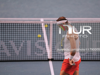 Rafael Nadal of Team Spain during Spain's training session prior to the Davis Cup match at Palacio de Deportes Jose Maria Martin Carpena on...