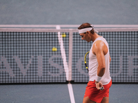 Rafael Nadal of Team Spain during Spain's training session prior to the Davis Cup match at Palacio de Deportes Jose Maria Martin Carpena on...