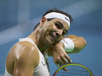 Rafael Nadal of Team Spain during Spain's training session prior to the Davis Cup match at Palacio de Deportes Jose Maria Martin Carpena on...