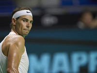 Rafael Nadal of Team Spain during Spain's training session prior to the Davis Cup match at Palacio de Deportes Jose Maria Martin Carpena on...