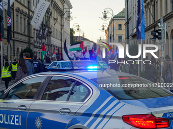 Police take action at a pro-Palestinian demonstration in Munich, Germany, on November 16, 2024 (