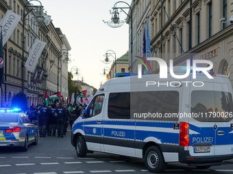 Police take action at a pro-Palestinian demonstration in Munich, Germany, on November 16, 2024 (