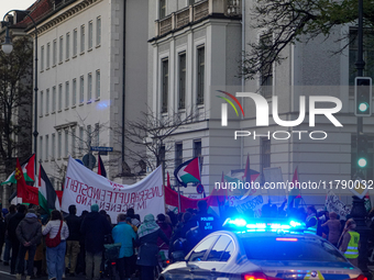 Police take action at a pro-Palestinian demonstration in Munich, Germany, on November 16, 2024 (