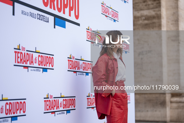 Valentina Lodovini attends the ''Una Terapia Di Gruppo'' photocall at The Space Cinema Moderno in Rome, Italy, on November 18, 2024. 