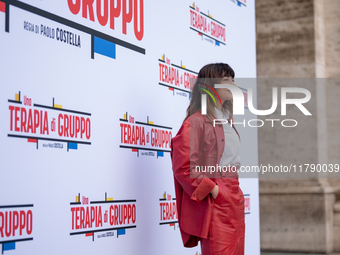 Valentina Lodovini attends the ''Una Terapia Di Gruppo'' photocall at The Space Cinema Moderno in Rome, Italy, on November 18, 2024. (