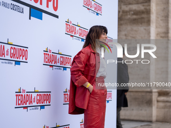 Valentina Lodovini attends the ''Una Terapia Di Gruppo'' photocall at The Space Cinema Moderno in Rome, Italy, on November 18, 2024. (