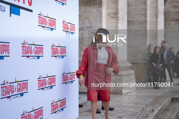 Valentina Lodovini attends the ''Una Terapia Di Gruppo'' photocall at The Space Cinema Moderno in Rome, Italy, on November 18, 2024. 