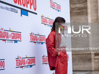 Valentina Lodovini attends the ''Una Terapia Di Gruppo'' photocall at The Space Cinema Moderno in Rome, Italy, on November 18, 2024. (