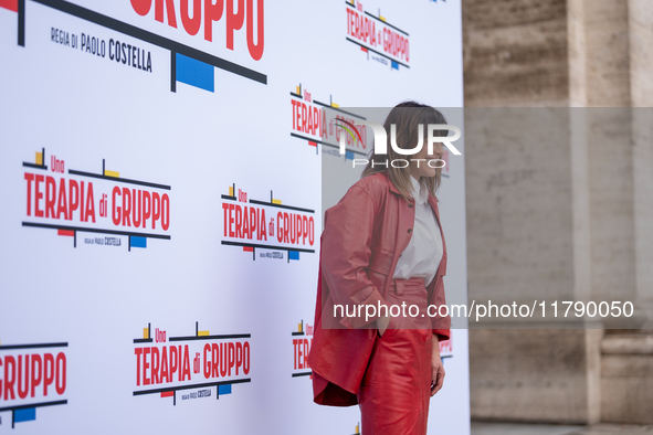 Valentina Lodovini attends the ''Una Terapia Di Gruppo'' photocall at The Space Cinema Moderno in Rome, Italy, on November 18, 2024. 