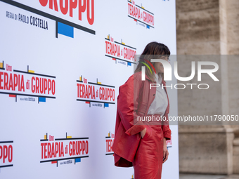 Valentina Lodovini attends the ''Una Terapia Di Gruppo'' photocall at The Space Cinema Moderno in Rome, Italy, on November 18, 2024. (