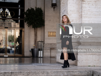 Lucia Mascino attends the ''Una Terapia Di Gruppo'' photocall at The Space Cinema Moderno in Rome, Italy, on November 18, 2024. (