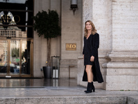 Lucia Mascino attends the ''Una Terapia Di Gruppo'' photocall at The Space Cinema Moderno in Rome, Italy, on November 18, 2024. (