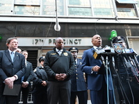 A press conference takes place with the Mayor of New York City, Eric Adams, Interim Police Commissioner of the NYPD, Tom Donlon, and Officer...