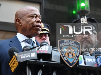 A press conference takes place with the Mayor of New York City, Eric Adams, Interim Police Commissioner of the NYPD, Tom Donlon, and Officer...