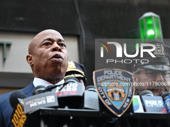 A press conference takes place with the Mayor of New York City, Eric Adams, Interim Police Commissioner of the NYPD, Tom Donlon, and Officer...