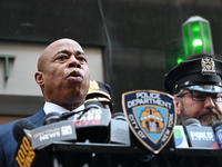 A press conference takes place with the Mayor of New York City, Eric Adams, Interim Police Commissioner of the NYPD, Tom Donlon, and Officer...