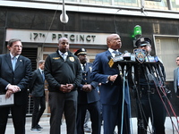 A press conference takes place with the Mayor of New York City, Eric Adams, Interim Police Commissioner of the NYPD, Tom Donlon, and Officer...