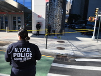 A suspect is taken into custody in front of Turkish House near the United Nations Headquarters after several stabbings leave two dead and on...