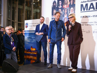 Cate Blanchett and director Julian Rosefeldt attend the opening of 'Manifesto' exhibition by Julian Rosefeldt in the Centre Of Contemporary...