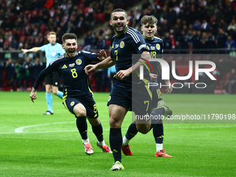 John McGinn celebrates his goal during UEFA Nations League match Poland - Scotland at National Stadium in Warsaw, Poland on November 18, 202...