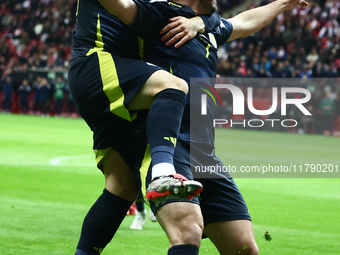 John McGinn celebrates his goal during UEFA Nations League match Poland - Scotland at National Stadium in Warsaw, Poland on November 18, 202...