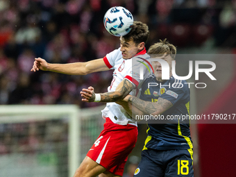 Jakub Kiwior, Ben Doak are playing during the  UEFA Nations League 2024 League A Group A1 match between Poland and Scotland, at the  PGE Nar...